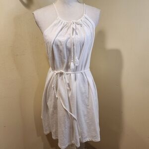 Merona Chic White Cotton  Dress with Waist Tie Size S
